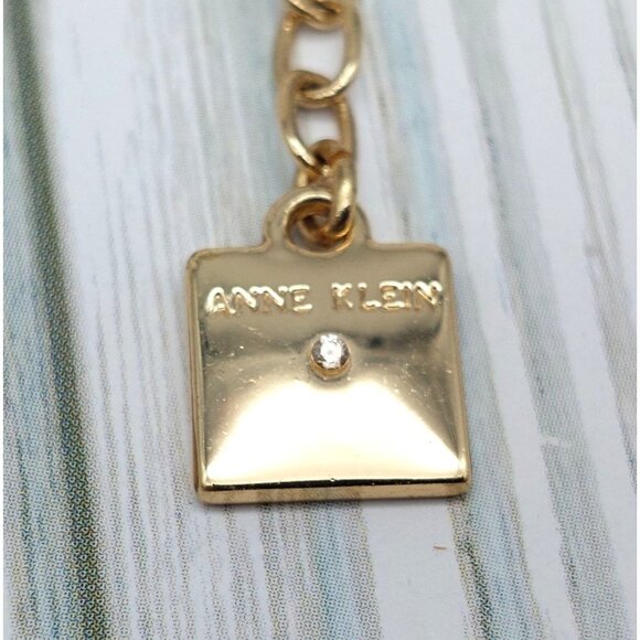 Anne Klein Gold Tone Rhinestone Beaded Collar Necklace & Dangle Earrings Set 19" - Picture 12 of 12